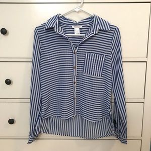 Nautical Blue and White Stripe Blouse